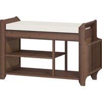 HOMCOM Shoe Bench 2-Tier Boot Section Entryway Storage Bench Cushioned Seat 100 x 30 x 50 cm Dark Brown and Cream