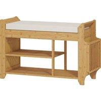 HOMCOM Shoe Bench 2-Tier Boot Section Entryway Storage Bench Cushioned Seat 100 x 30 x 50 cm Natural and Cream
