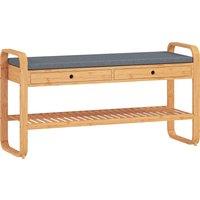 HOMCOM Shoe Bench with 2 Drawers Cushioned Seat Shoe Storage Bench for Hallway 105 cm Natural and Grey