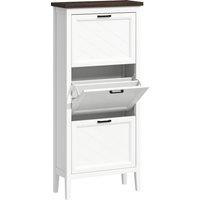 HOMCOM Shoe Cabinet with 3 Flip Drawers, Farmhouse Narrow Shoe Storage Cabinet with Adjustable Shelves, White
