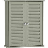 HOMCOM Bathroom Cabinet, Bathroom Wall Cabinet with Louvered Doors and Adjustable Shelf Storage for Kitchen, Light Green