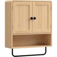 HOMCOM Bathroom Cabinet Wall Mounted, Bathroom Wall Cabinet with 2 Doors, Adjustable Shelf Storage for Toilet, Oak