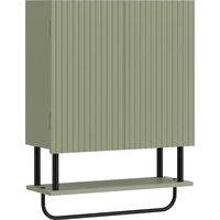 HOMCOM Bathroom Wall Cabinet Modern Space Saver Wall Mounted Cabinet Doors Storage Green