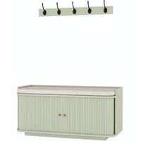 HOMCOM Hallway Storage Unit, Hallway Furniture Set with Shoe Storage Cabinet and 5 Hooks Coat Rack, Light Green