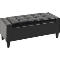 HOMCOM Ottoman Storage Bench, PU Leather Chest with Tufted Lid, Versatile Flip Top, 92L x 40W x 40H cm, Black Aosom UK