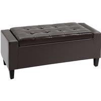 HOMCOM Storage Ottoman Bench, PU Leather, Tufted Design, Flip Top, 92x40cm, Versatile Use, Brown Aosom UK