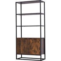 HOMCOM Storage Cabinet with 3 Open Shelves Cupboard Freestanding Tall Organizer Multifunctional Rack for Livingroom Bedroom Kitchen Rustic Brown