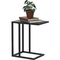HOMCOM C Shape Bedside Table w/Metal Frame Wood-Effect Top Sofa Narrow Snack End Table for Living Room, Black Aosom UK