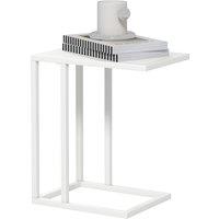 HOMCOM C Shape Bedside Table w/Metal Frame Wood-Effect Top Sofa Narrow Snack End Table for Living Room, White Aosom UK