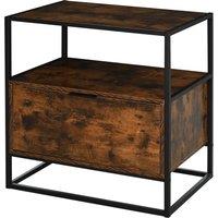 HOMCOM Industrial Side Table: Retro Steel-Frame Unit with Drawer, Open Shelf, Two-Tone Finish