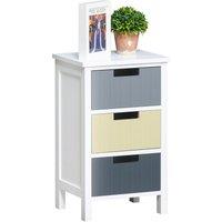 HOMCOM 3 Drawer Storage Tower, Wooden Top Dresser Chest, Organizer Unit for Bedroom, Nursery, Hallway Aosom UK