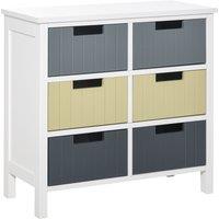 HOMCOM 6-Drawer Storage Tower: Wooden-Top Dresser Chest for Bedroom, Nursery & Hallway Organisation Aosom UK