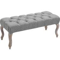 HOMCOM Tufted Upholstered Accent Bench Window Seat Bed End Stool Fabric Ottoman for Living Room, Bedroom, Hallway Aosom UK