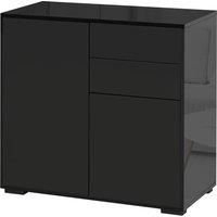 HOMCOM High Gloss Sideboard, Side Cabinet, Push-Open Design with 2 Drawer for Living Room, Bedroom, Black Aosom UK