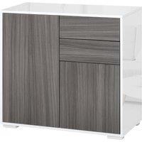 HOMCOM Modern Sideboard, Contemporary Design, Push-Open, Living room sideboard with 2 Drawers & 2 Doors, Light Grey and White Aosom UK