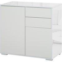 HOMCOM Push-Open Cabinet with 2 Drawer 2 Door Storage Cabinet for Home Office White
