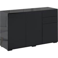 HOMCOM Modern Sideboard, High Gloss 120cm Storage Unit w/ 2 Drawers & Push-Open Doors for Living Room, Black Aosom UK