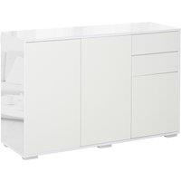 HOMCOM High Gloss Sideboard, Side Cabinet, Push-Open Design with 2 Drawer for Living Room, Bedroom, White Aosom UK