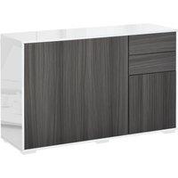 HOMCOM Modern Sideboard, High Gloss, Living Room sideboard with 2 Drawers, Push-Open, Light Grey & White Aosom UK