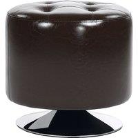 HOMCOM 360 Swivel Foot Stool Round PU Footstool with Thick Sponge Padding and Solid Steel Base, Brown