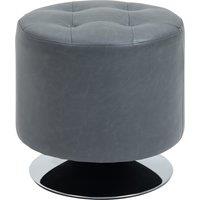 HOMCOM 360 Swivel Foot Stool, Round Ottoman with Thick Sponge Padding, Solid Steel Base, Grey Aosom UK