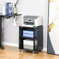 HOMCOM Rolling Bedside Cabinet: Industrial Style with Metal Door, Adjustable Shelf & Wheels for Bedroom Storage, Sleek Black Aosom UK