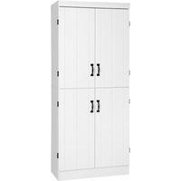 HOMCOM 4-Door Tall Kitchen Cupboard, Freestanding 6-Tier Storage Cabinet with 2 Adjustable Shelves f