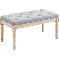 HOMCOM End of Bed Bench Tufted Upholstered Bench, Light Grey Aosom UK