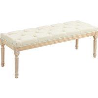 HOMCOM Vintage Wooden Bed End Bench - Cream White