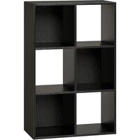 HOMCOM Industrial Style Storage Shelf, Bookcase, Bookshelf with 6 Compartments, for Living Room, Home Study, Black Wood Effect