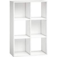 HOMCOM Industrial Style Storage Shelf, Bookcase, Bookshelf with 6 Compartments, for Living Room, Home Study, White Wood Effect