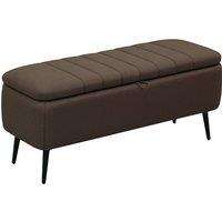 HOMCOM Linen-Look 92 x 31cm Storage Ottoman - Dark Brown