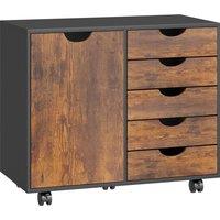 HOMCOM Multi-Storage Mobile Office Storage Cabinet - Rustic Brown