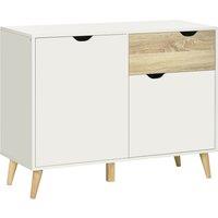 HOMCOM Contemporary Sideboard, Freestanding Storage Cabinet with Drawer, 2 Door Cupboard for Living Room, Hallway, Elegant White Finish Aosom UK