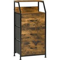 HOMCOM Industrial Storage Cabinet, Fabric Chest of Drawers with Display Shelves, 3 Drawers Storage Unit for Living Room, Rustic Brown Aosom UK