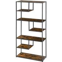 HOMCOM Industrial Bookcase Shelf, 7 Tier Metal Shelving, Storage Shelves for Living Room, Home Office, Bedroom, Rustic Brown Aosom UK