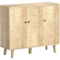 HOMCOM Vintage Sideboard with Chevron Doors and Pine Wood Legs for Living Room, Kitchen