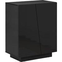 HOMCOM Bedroom Freestanding Cabinet, Wooden High Gloss Sideboard, Storage Cupboard with Adjustable Shelves, Black Aosom UK