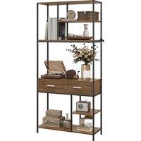 HOMCOM Seven-Shelf Industrial Display Shelf, with Drawers - Brown/Black Aosom UK