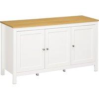 HOMCOM Sideboard storage unit with 3 doors 2 adjustable shelves light wood-effect top 120 x 40 x 70 cm white