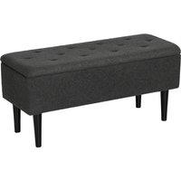 HOMCOM 47L Teddy Fleece Storage Ottoman - Dark Grey