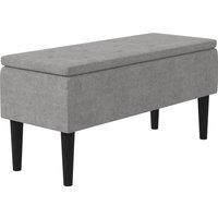 HOMCOM 15" Modern Ottoman Storage Box with Wooden Legs, 47L Storage Ottoman Holds up to 120KG, for Living Room, Bedroom, Grey