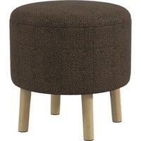 HOMCOM Linen Fabric Ottoman Stool with Storage, Round Upholstered Foot Stool with Padded Seat, Wood Legs, Cream White. Aosom UK