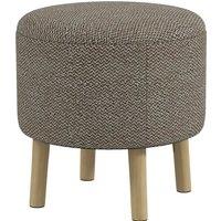 HOMCOM Linen Fabric Ottoman Stool, Round with Storage, Padded Seat, Wooden Legs, Hidden Space, Light Grey Aosom UK