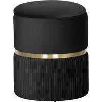 HOMCOM Velvet-Feel Storage Ottoman - Black