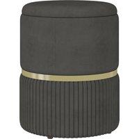 HOMCOM Velvet-feel Round Ottoman Stool, Storage Pouffe, Padded Seat, Hidden Compartment, Grey