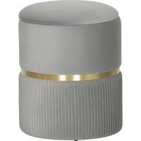 HOMCOM Velvet-Feel Storage Ottoman - Light Grey