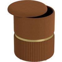HOMCOM Velvet-Feel Storage Ottoman - Brown