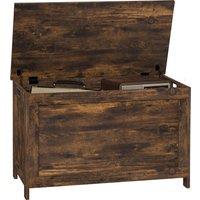 HOMCOM Storage Chest, Modern Storage Trunk with 2 Safety Hinges and Cut-out Handles, Wooden Toy Box for Living Room, Entryway, 76 x 40 x 48 cm, Rustic Brown