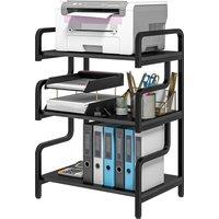 HOMCOM 3-Tier Storage Shelves, Metal Shelving Unit, Industrial Printer Table for Home Office, Displa
